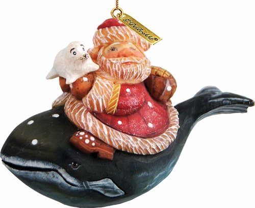 G. Debrekht Santa on Whale Christmas Ornament