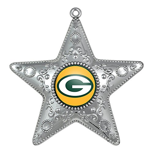 NFL Green Bay Packers Silver Star Christmas Ornament – 4″