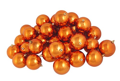 Vickerman Shiny Ball, Includes 60 Per Box, 2.4-Inch, Burnish Orange