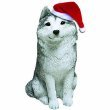 Sandicast Siberian Husky with Santa Hat Christmas Ornament