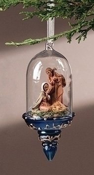 6″ Fontanini Religious Holy Family Nativity Glass Dome Christmas Ornament