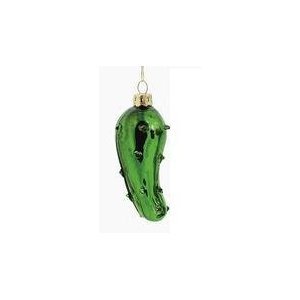 One (1) Hand Blown Green Glass Legend of the Pickle Tradition Ornament for Good Luck Christmas Tree Party Favor or Gift Giving