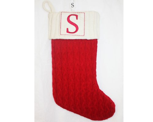 St Nicholas Square Embroidered Monogram Christmas Stocking Letter S