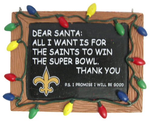 New Orleans Saints Official NFL 3 inch x 4 inch Chalkboard Sign Christmas Ornament