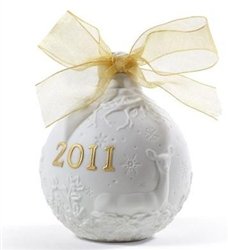 Lladro Porcelain 2011 Christmas Ball Ornament Re – Deco Gold