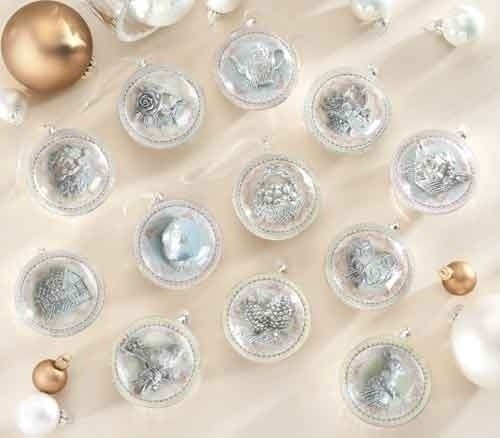 12pc Set 3.5″ Glass Wedding Christmas Ornaments