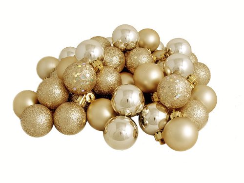 Vickerman 4-Finish Ornament Set, Includes 96 Per Box, 1.6-Inch, Champagne