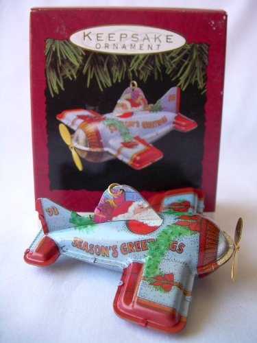 1993 Hallmark Ornament Tin Airplane Holiday Fliers