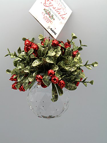 Mini Mistletoe Cut Krystal Ball Ornament by Ganz