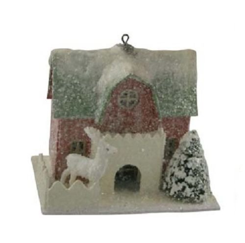 Bethany Lowe Christmas Traditional Paper House Ornament LG0778 (Reindeer)