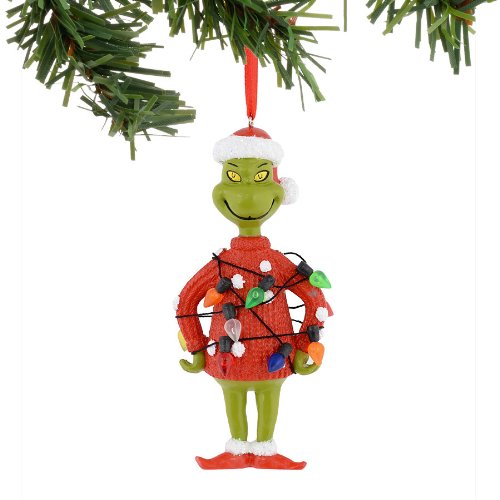 Department 56 Grinch Lights Sweater Ornament, 4-Inch