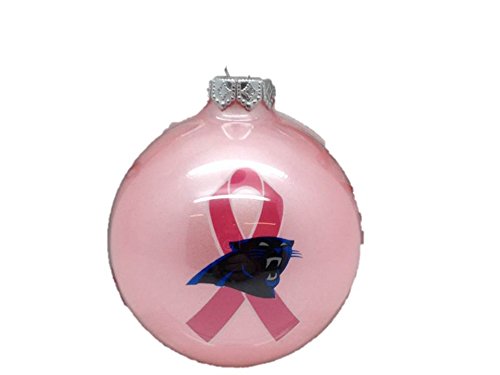 Carolina Panthers NFL Breast Cancer Awareness Pink Traditional 2 3/4″ Glass Christmas Ornament