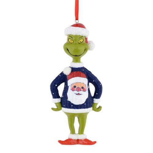 Department 56 Grinch Santa Sweater Ornament, 4-Inch