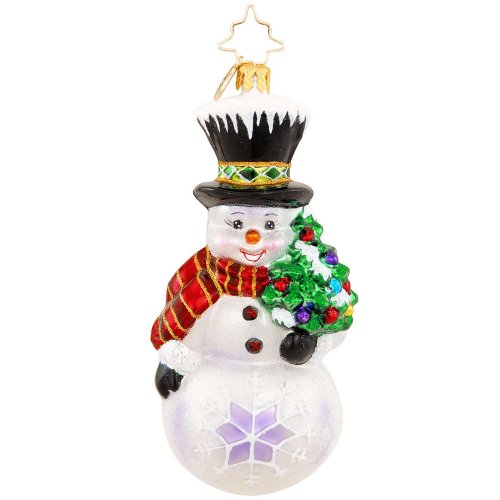 Christopher Radko Flakey the Snowman Glass Christmas Ornament 2014