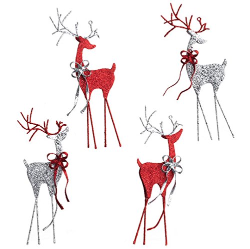 RAZ Imports – 7″ Glittered Deer Ornaments – Set of 4