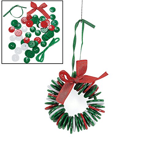 Button Wreath Ornament Craft Kit – Crafts for Kids & Ornament Crafts, Makes 12