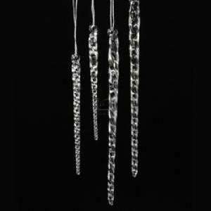 24 Piece Set Kurt Adler 3.5″-5.5″ Assorted Clear Glass Icicle Ornaments (3)