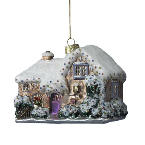 Kurt Adler 4-1/2-Inch Thomas Kinkade Blown Glass Cottage Ornament