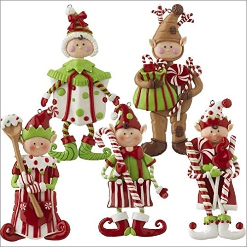 RAZ 6″ ELF Candy Ornaments – SET of 5