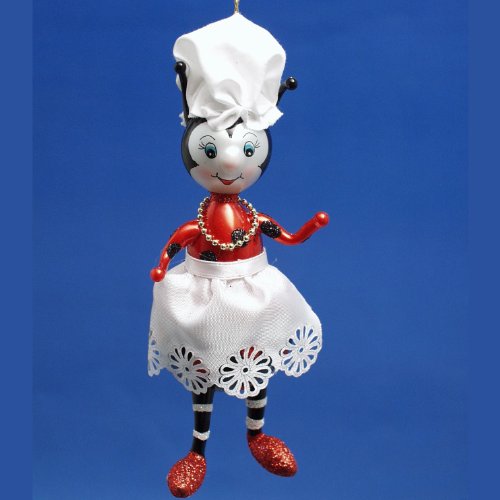 De Carlini Ladybug Chef Italian Glass Christmas Ornament