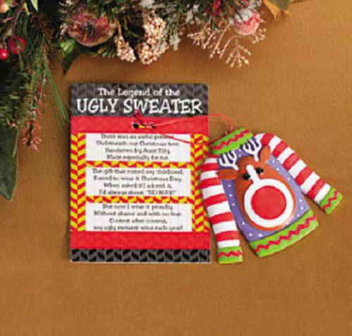 FE-OTC The Legend of Ugly Christmas Sweater Holiday Ornament Gag Gifts