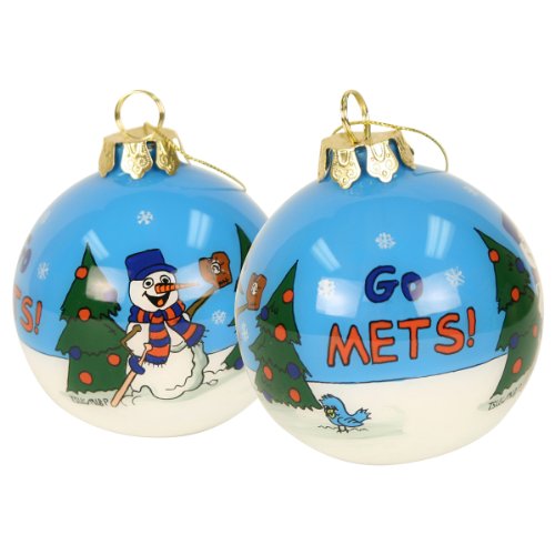 Blown Glass Hand Painted Sports Christmas Ornaments – New York Mets
