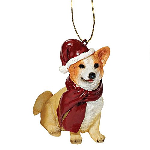 Design Toscano JH576337 Welsh Corgi Holiday Dog Ornament Sculpture, Full Color