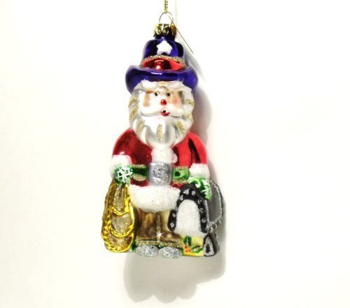 Margaret Cobane Glass Ornament – Cowboy Santa