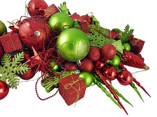 Vickerman 125-Piece Ornament Set, Red/Kiwi