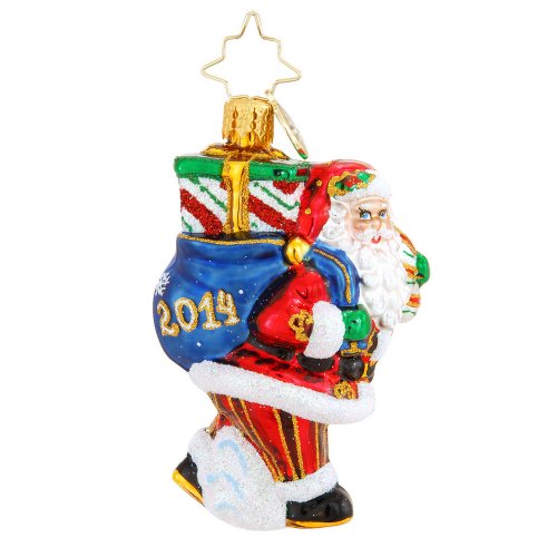 Christopher Radko 2014 Dated Perfect Timing Nick Gem Santa Glass Christmas Ornament – 3″h.