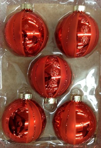 Martha Stewart Collection Christmas Ornaments, Box of 5 RED