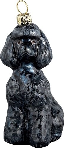 Joy to the World Collectibles European Blown Glass Pet Ornament, Toy Poodle, Black
