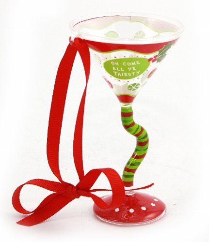 Ganz “Oh Come All Ye Thirsty” Glass 4-Inch Martini Christmas Ornament