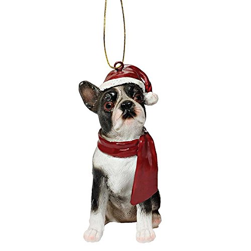 Design Toscano JH576302 Boston Terrier Holiday Dog Ornament Sculpture, Full Color
