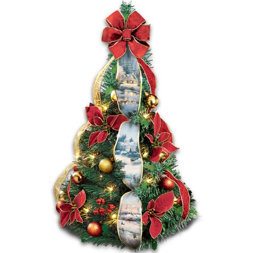 “Thomas Kinkade Merry Miniature” 2-Ft Pre-Lit Pull-Up Christmas Tree by The Bradford Exchange