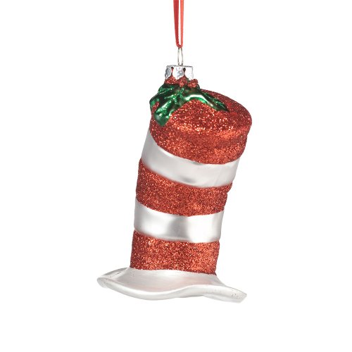 Department 56 Dr. Seuss Cat’s Hat Glass Ornament, 4.125-Inch