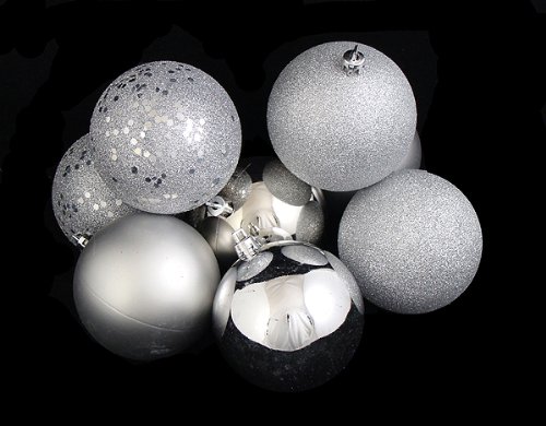 32ct Silver Splendor Shatterproof 4-Finish Christmas Ball Ornaments 3.25″ (80mm)