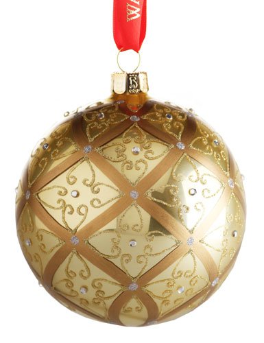 Waterford Holiday Heirlooms Gold Ball Christmas Ornament #153830 ~ Large Celtic Scroll