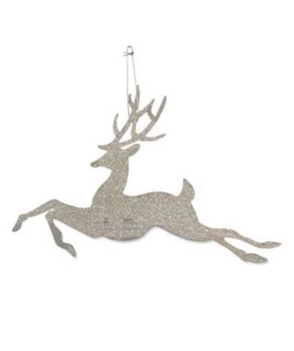 Bethany Lowe Christmas Large Platinum Flat Reindeer Ornament LO1844