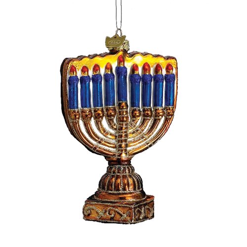 Kurt Adler 4-1/2-Inch Noble Gems Glass Menorah Ornament