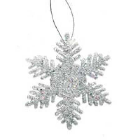 Darice 2469-41 12-Piece Snowflake Glitter Ornament, 2-Inch, Silver