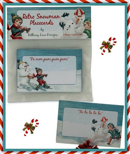 Retro Christmas Snowman Placecards