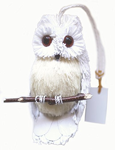 Straw Owl on Branch Ornament