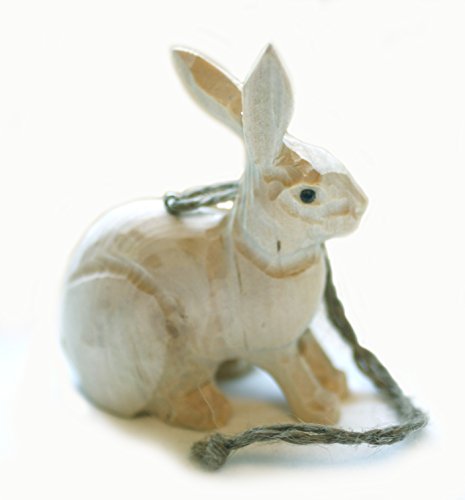 Hand-Carved Bunny Rabbit Wooden Ornament