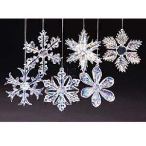 Kurt Adler 2″ Glass Iridescent Snowflake Ornaments, 12-Piece Set