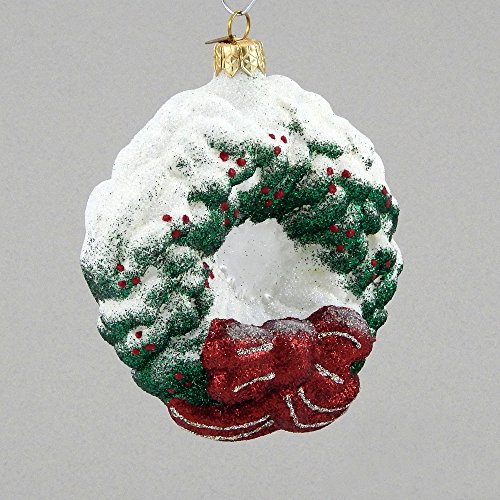 Mattarusky Snow Covered Wreath Glittered Glass Ornament