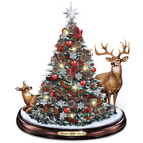 Wonders Of The Season Illuminated Holiday Tabletop Tree With Deer And Cardinals by The Bradford Exchange