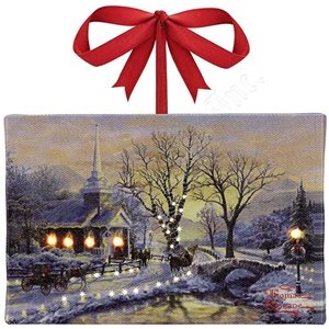 Gold Label Mr. Christmas Thomas Kinkade 4″x6″ Illuminart Ornament – Holiday Evening Sleigh Ride