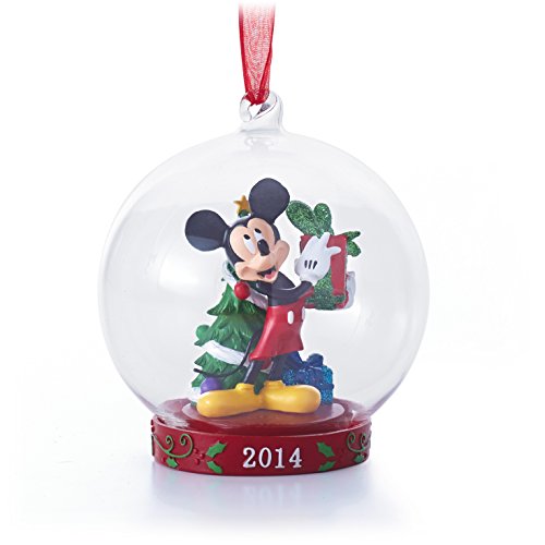 Hallmark Disney Mickey Mouse with Christmas Tree Glass Christmas Ornament