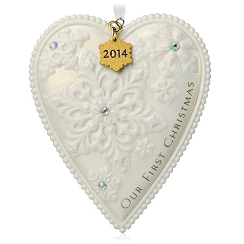 Hallmark QGO1156 Our First Christmas – Porcelain Heart 2014 Keepsake Ornament